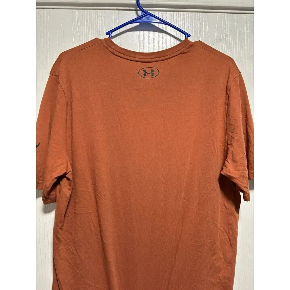 UA Project Rock Iron Paradise Training Dept Shirt Mens Large Orange Under Armour
